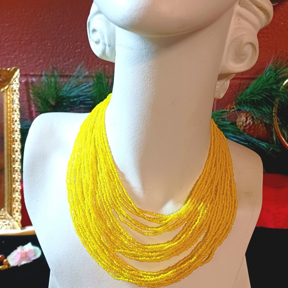 Glass beaded multi strand necklace